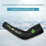 Manguito ciclismo negro con texto promocional fondo nevado