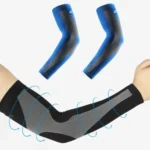 Mangas compresivas deportivas negras y azules