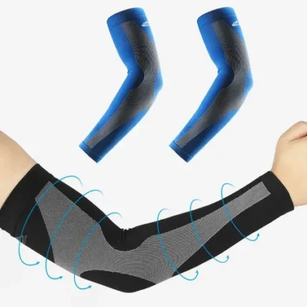 Mangas compresivas deportivas negras y azules